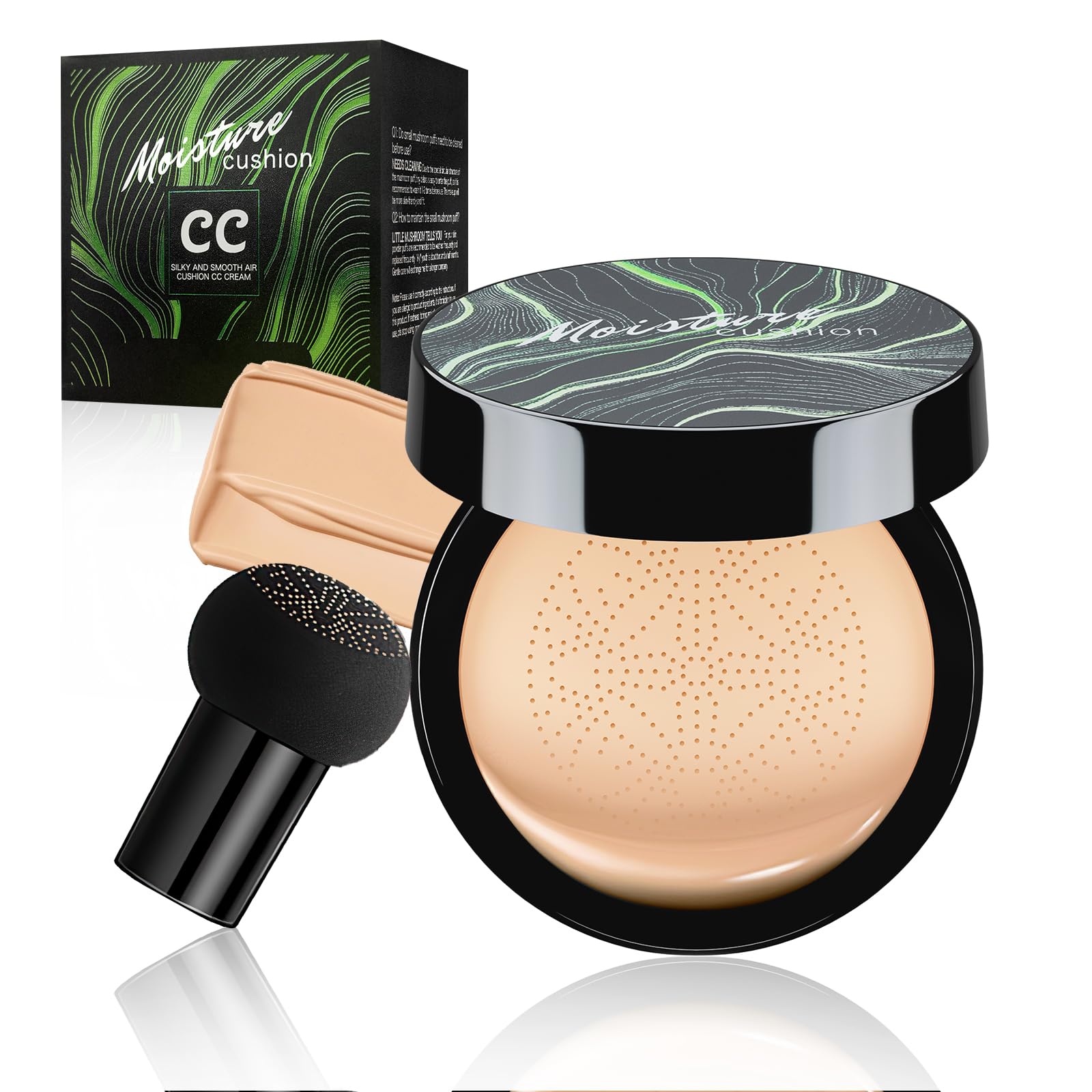 Air Cushion CC Cream, Waterproof Cushion Foundation Full Coverage Create Long-Lasting Makeup (Natural)