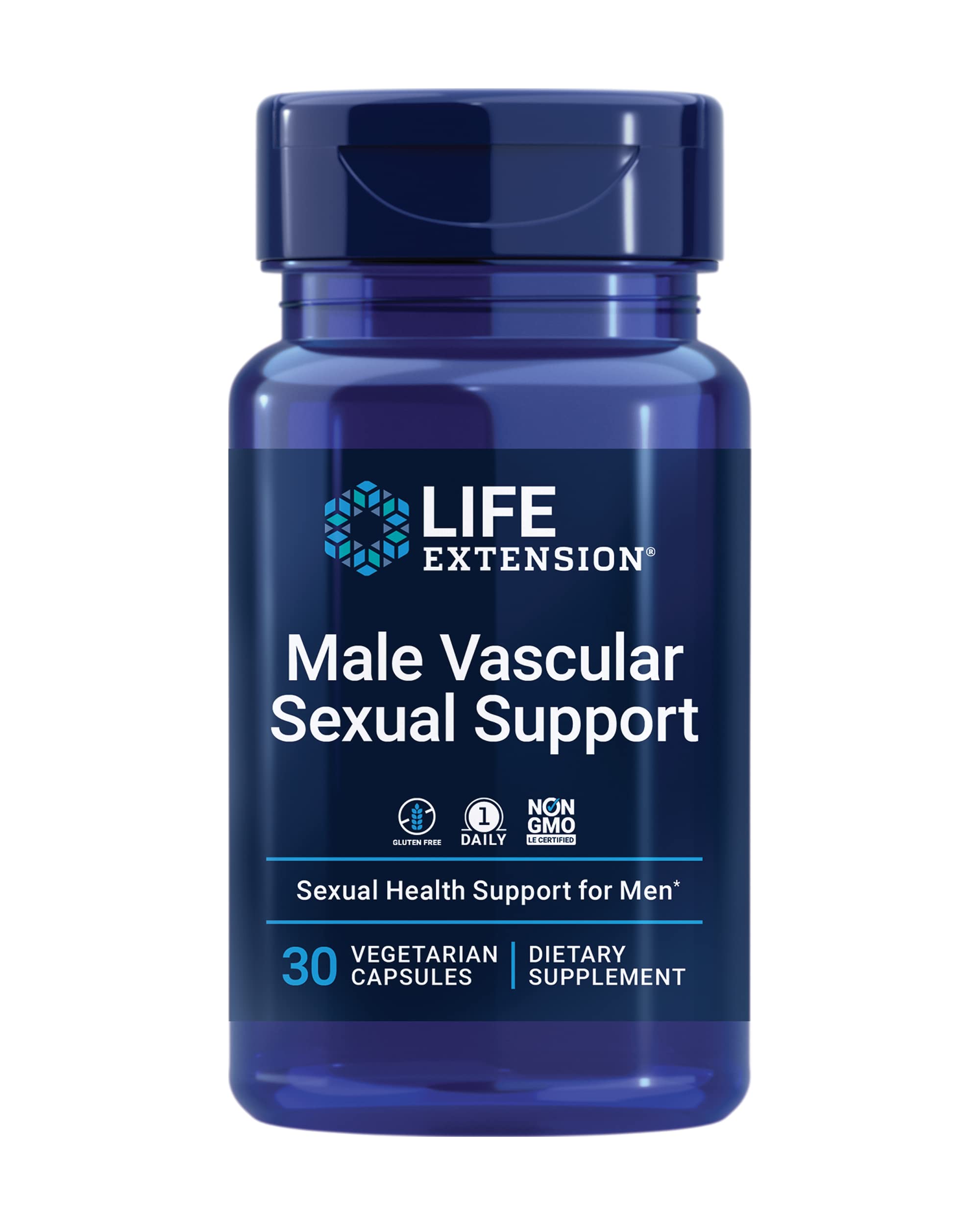 Life Extension Male Vascular Sexual Support, Black Ginger, Kaempferia parviflora, Male Sexual Health, Sexual Function, Gluten-Free, Non-GMO, 1-Daily, 30 Vegetarian Capsules