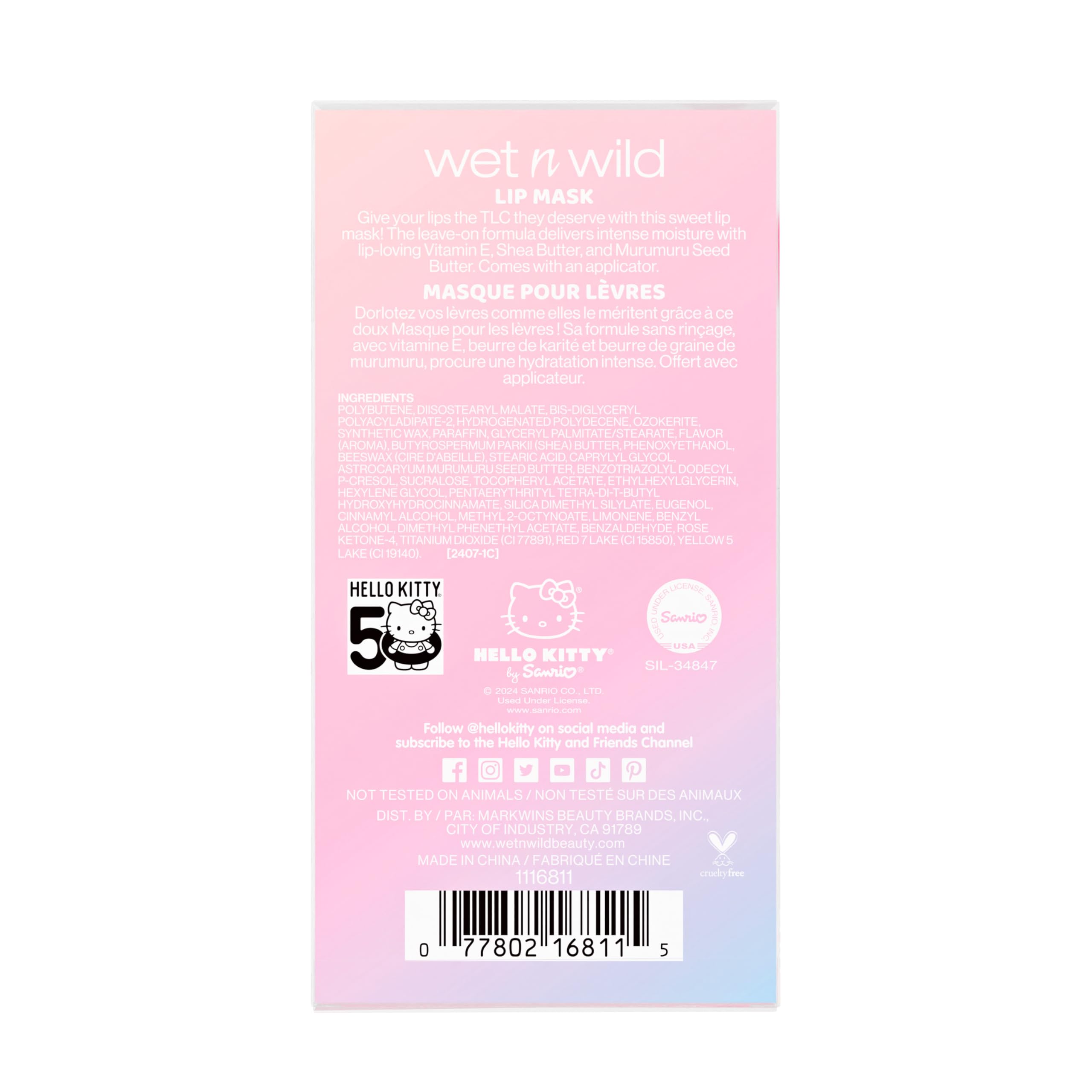 wet n wild Hello Kitty Lip Mask Spatula Duo- Nourishing Vitamin E, Murumuru Seed Butter & Shea Butter, Warm Apple Pie Lightly Scented, Cruelty-Free & Vegan