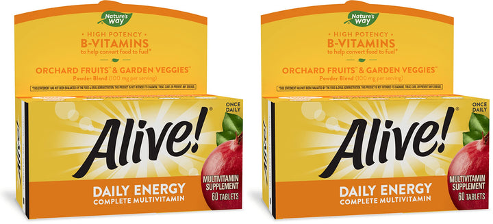 Nature’s Way Alive! Daily Energy Multivitamin 22 Vitamins and Minerals 60 Tablets - (Pack of 2)