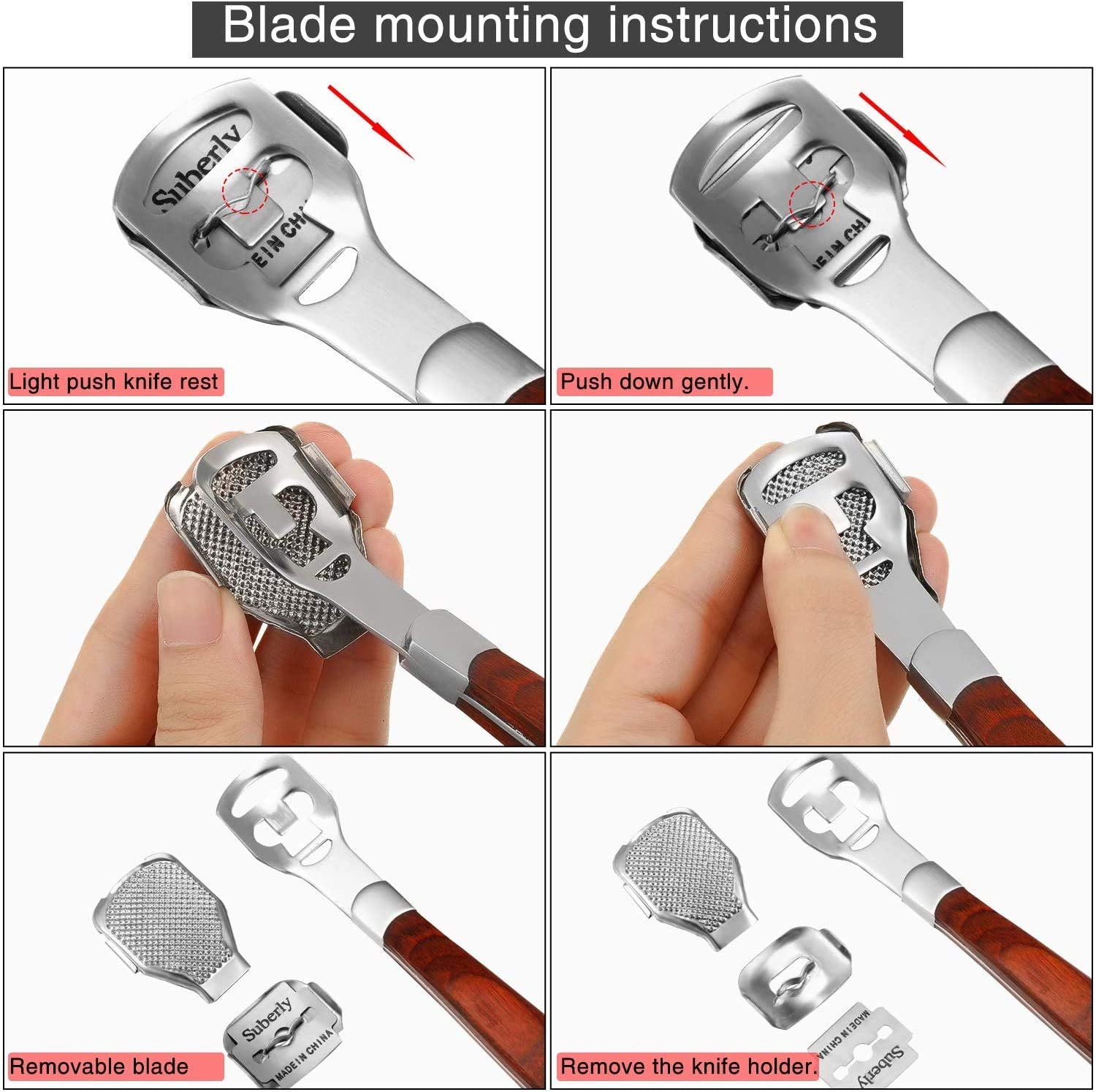 YIMART Foot Corn Removal Cutter Scraper with 10 Blades Cuticle Dead Skin Callus Remover Stainless Steel Professional Pedicure Tool Set