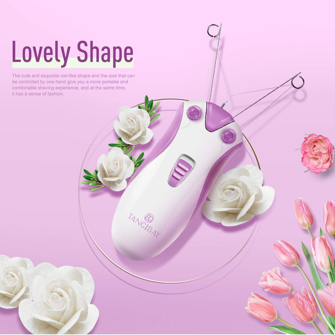 TANGIBAY Facial Threading Hair Removal and Cotton Thread Face Epilator for Women and Ladies, Electric Cordless and Rechargeable (Rose Purple)