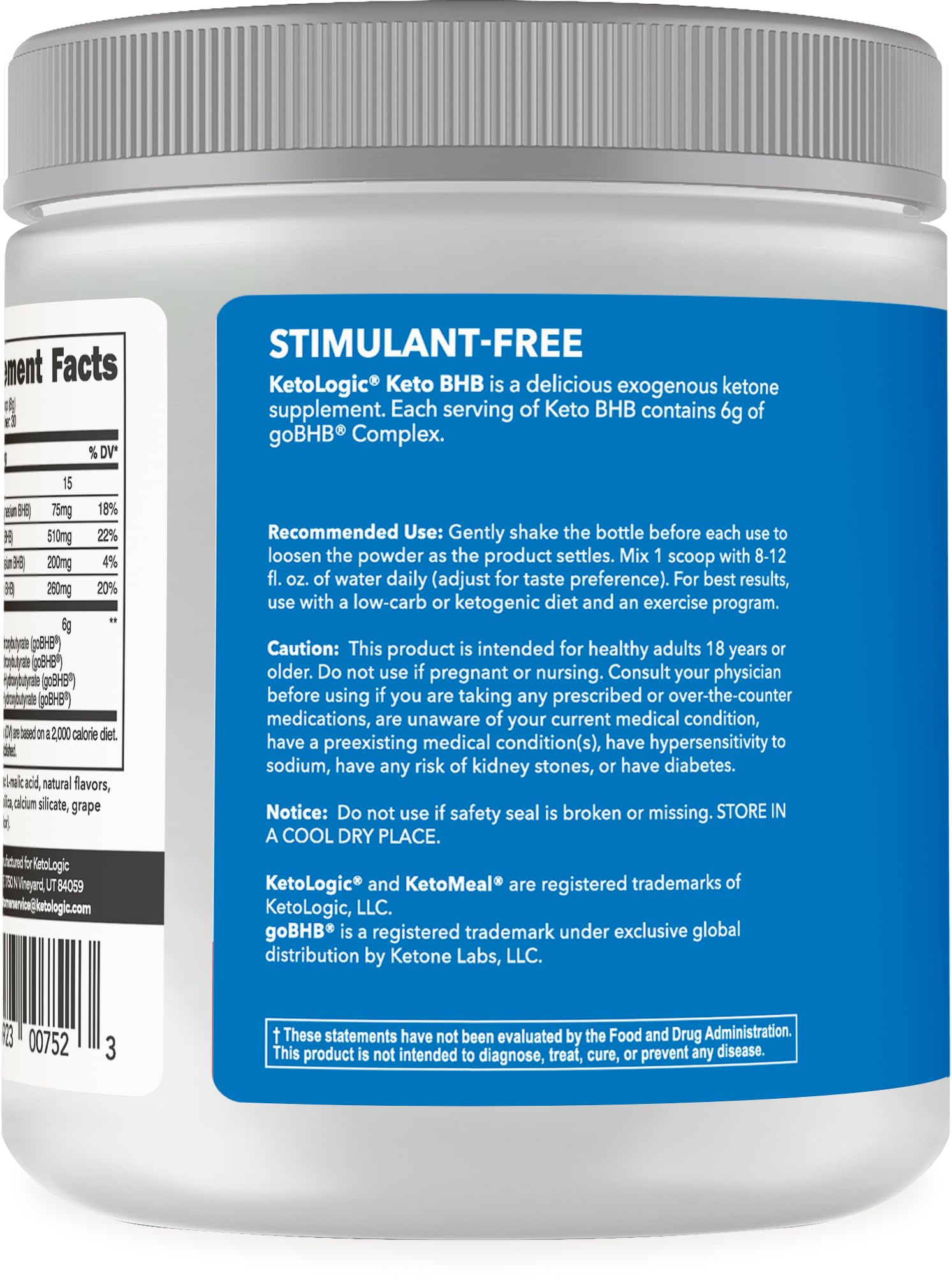 Ketologic Keto BHB (Mixed Berry Flavor) 30 Servings - Exogenous Ketone Supplement with goBHB, Beta-Hydroxybutyrate Salts