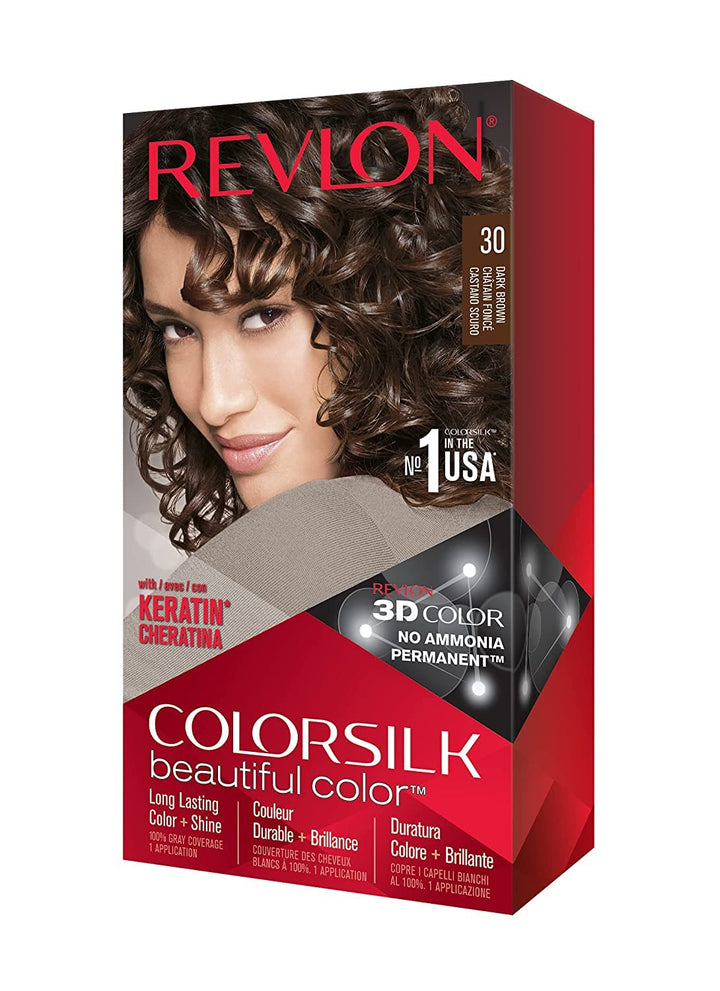 Revlon ColorSilk Hair Color, 30 Dark Brown 1 ea (Pack of 6)