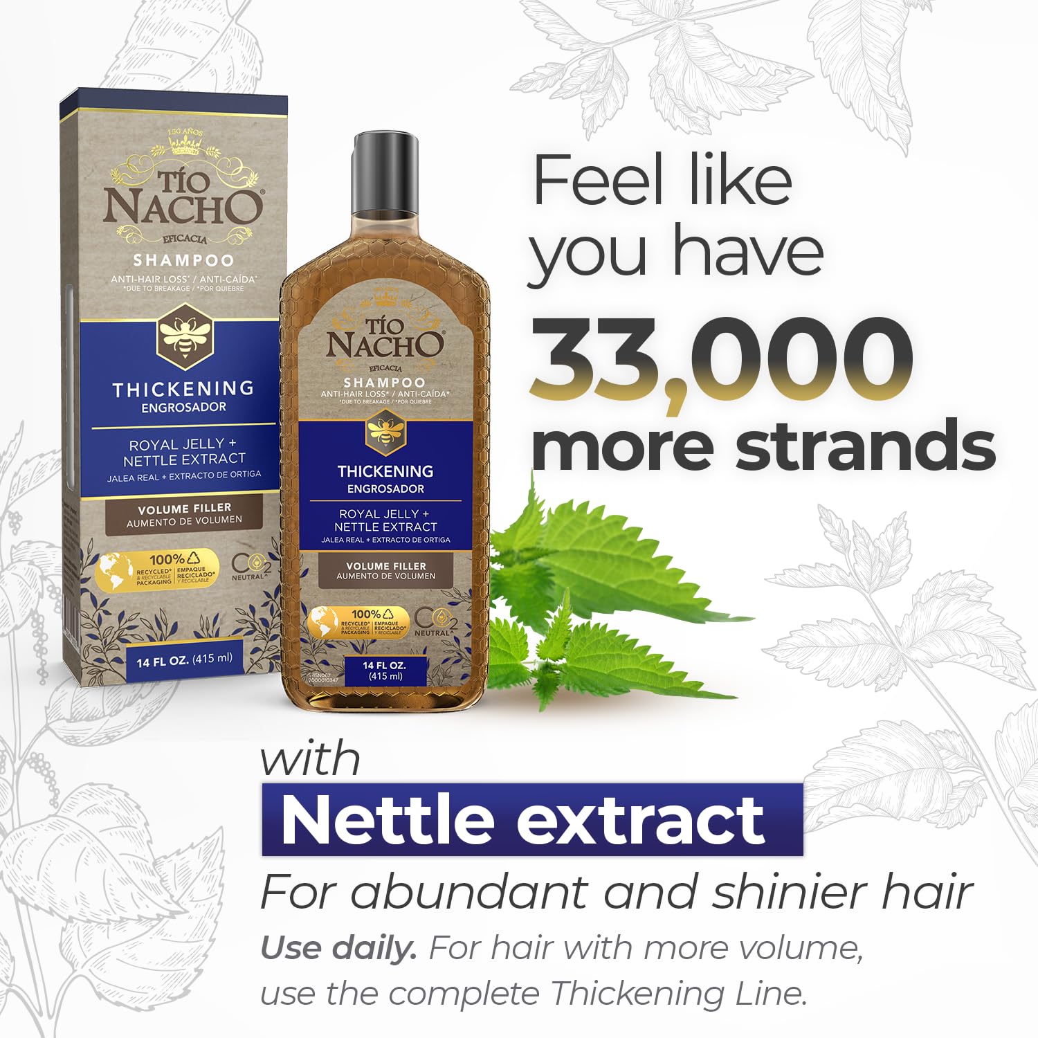 Tio Nacho Thickening Hair Care Bundle - Shampoo, Conditioner, and Treatment, Strengthening System for Fine Hair