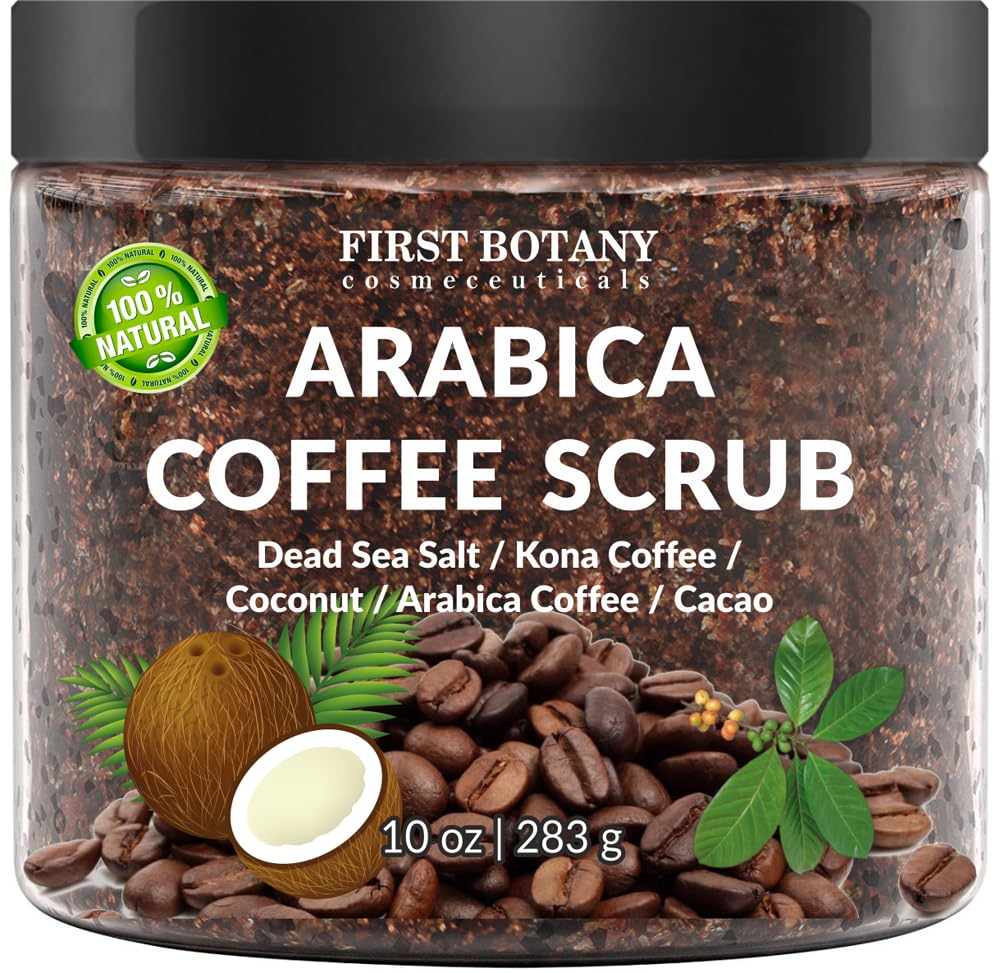 100% Natural Arabica Coffee Scrub with Organic Coffee & Shea Butter - Best body scrub 10 oz