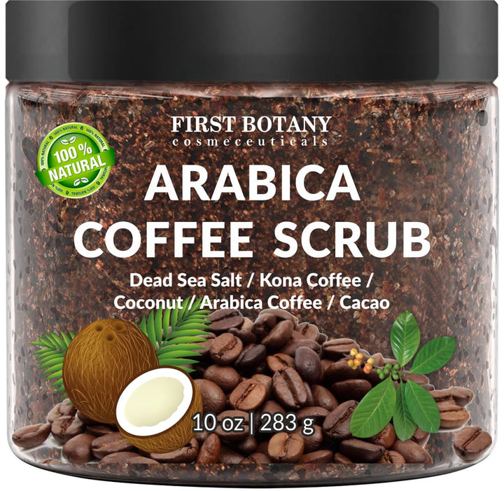 100% Natural Arabica Coffee Scrub with Organic Coffee & Shea Butter - Best body scrub 10 oz