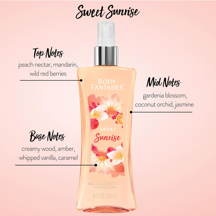 BODY FANTASIES SIGNATURE Fragrance Body Mist for Girls & Women Sweet Sunrise Fantasy, 236ml | Long Lasting Body Spray and Perfume for Women