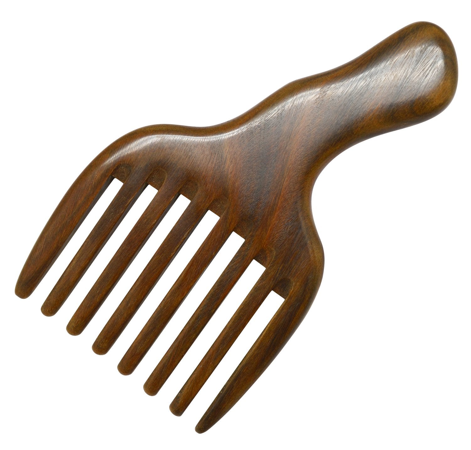 Meta-C Hair/Beard Pick/Comb - Made Of One Whole Piece Of Natural Green Sandal Wood With Fantastic Handle (Wide Tooth)
