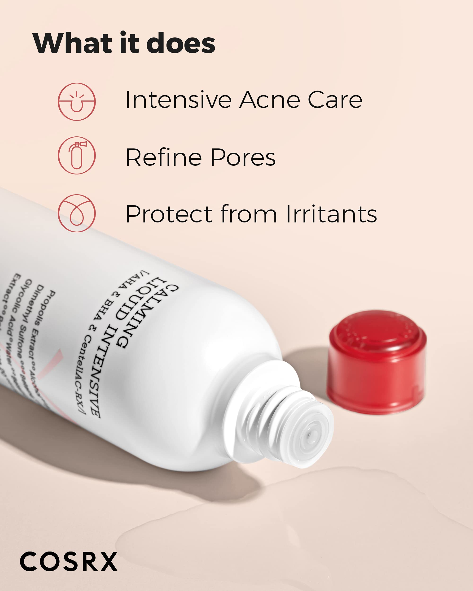 COSRX AC Collection Acne Calming Liquid Intensive, 4.22 fl.oz / 125ml | AHA, BHA Toner for Acne Prone Skin, Animal Testing Free, Parabens Free, Korean Skin Care