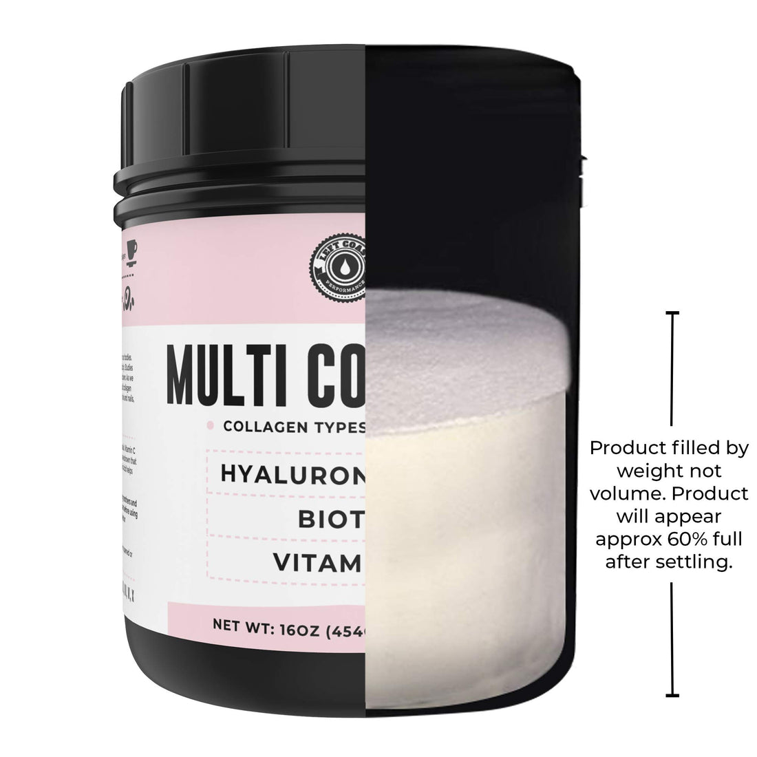 Multi Collagen Peptides Powder Types I, II, III, V, X Multi Collagen Protein Powder with Hyaluronic Acid, Biotin, Vitamin C, For Skin Hair Nails Joints and Gut Health - Keto, Non-GMO Supplement