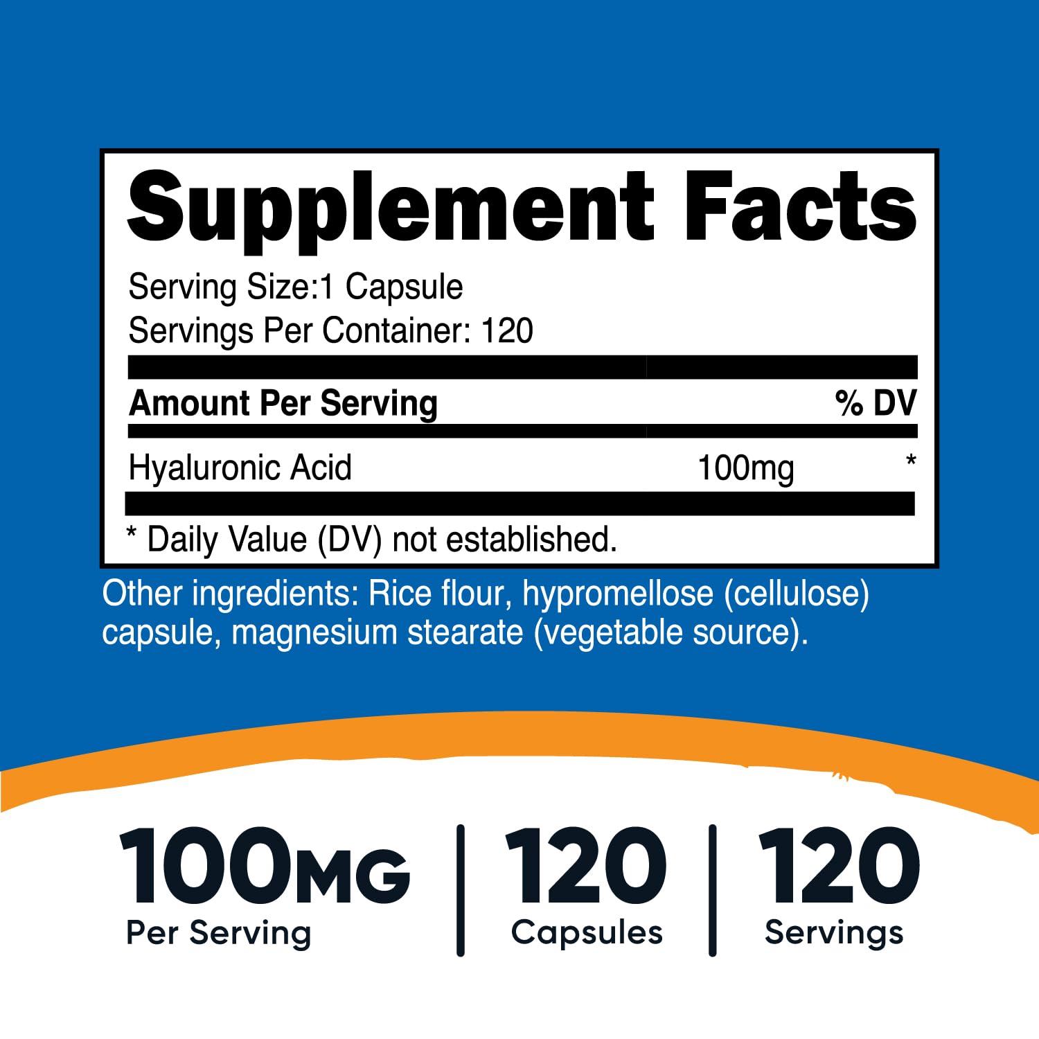 Nutricost Hyaluronic Acid Capsules 100mg,120 Vegetarian Capsules - Gluten Free, Non-GMO