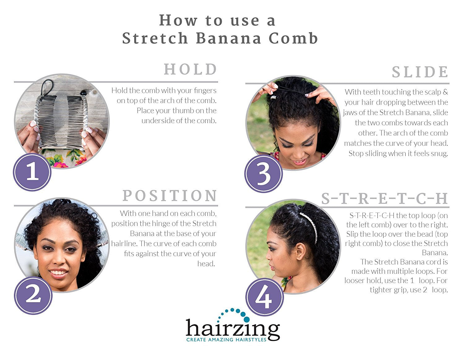 Medium, Red and White : Candy Cane Cord Stretch Banana, Christmas Hair Accessory perfect for Easy Ponytail, UpDo or Faux Hawk, Red and White, Medium. By HairZing