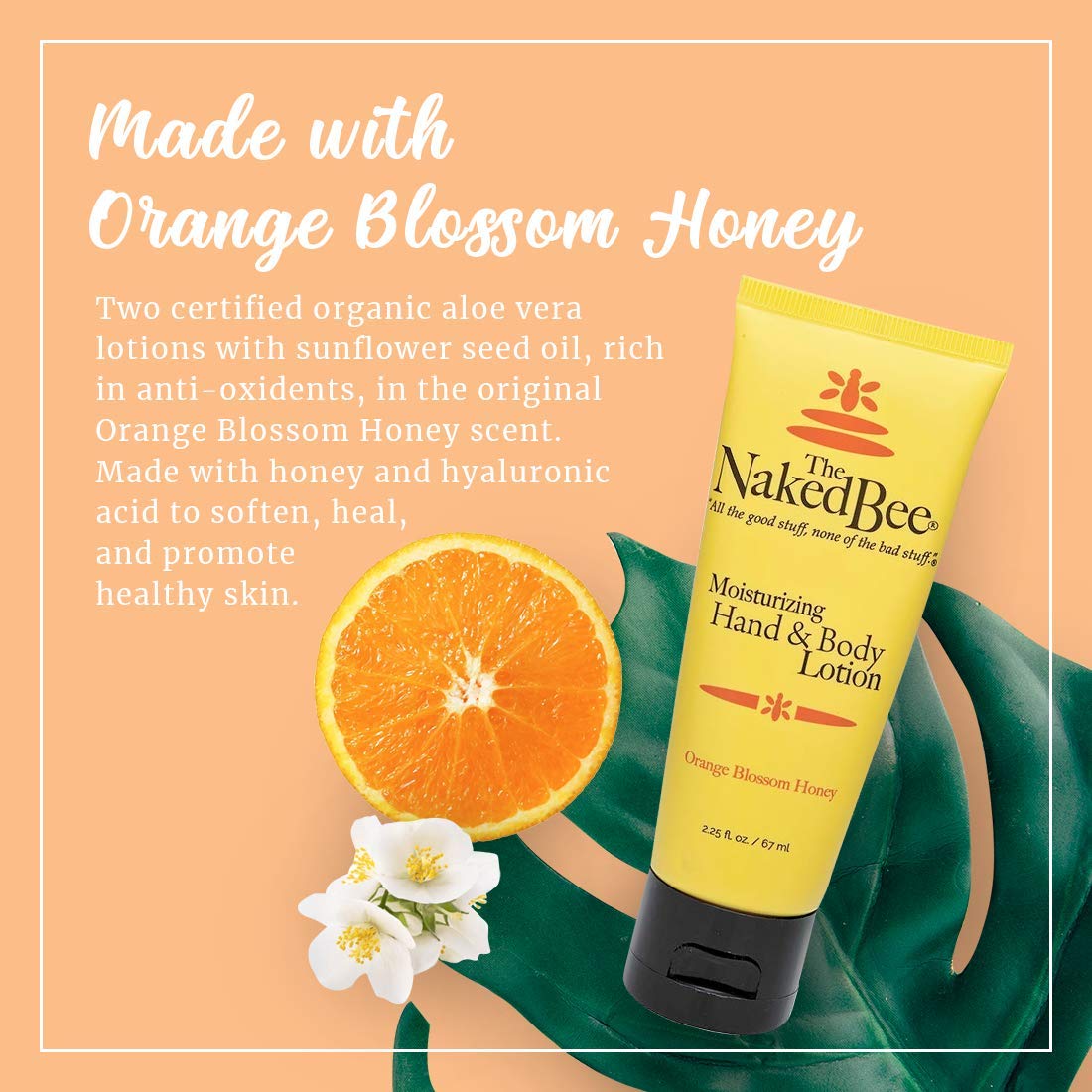 The Naked Bee Moisturizing Orange Blossom Honey Hand & Body Lotion 2.25 oz (2 Pack)