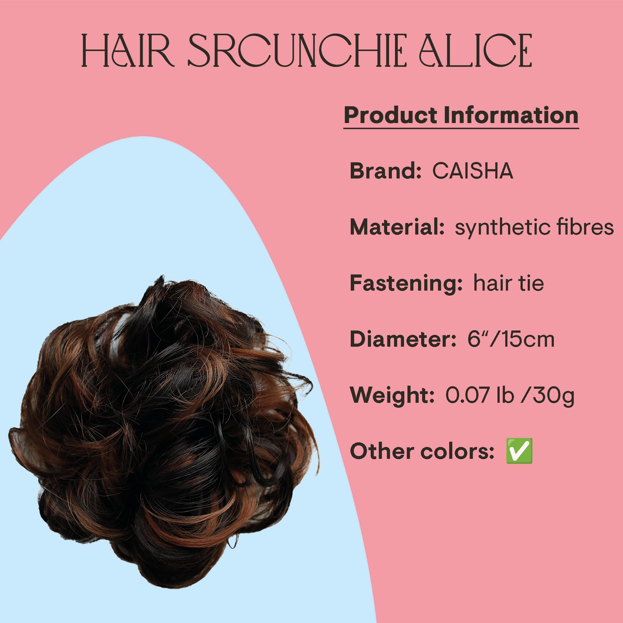 brown mix 4H30A : PRETTYSHOP Scrunchie Scrunchy Bun Up Do Hair piece Hair Ribbon Ponytail Extensions Wavy Curly or Messy brown mix 4H30A