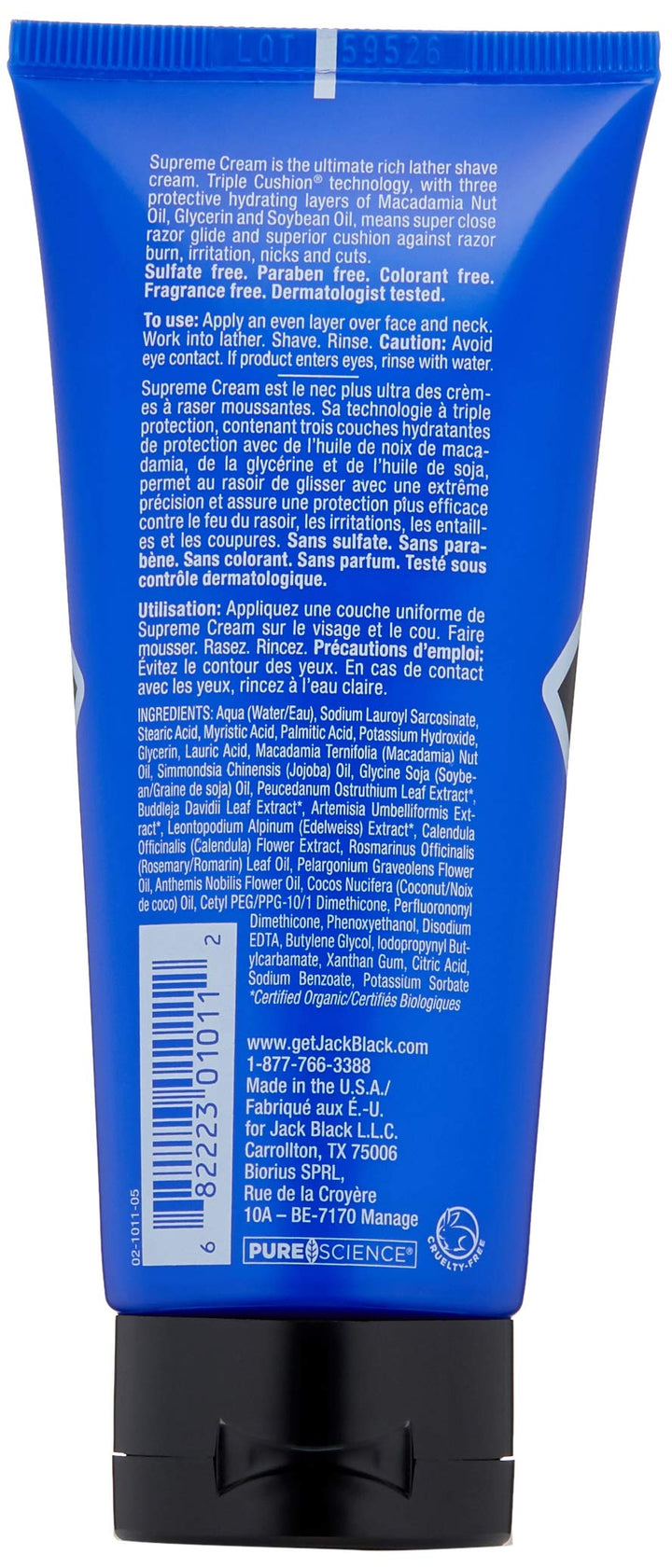 Jack Black Supreme Cream Triple Cushion Shave Lather, 2.6 Ounce