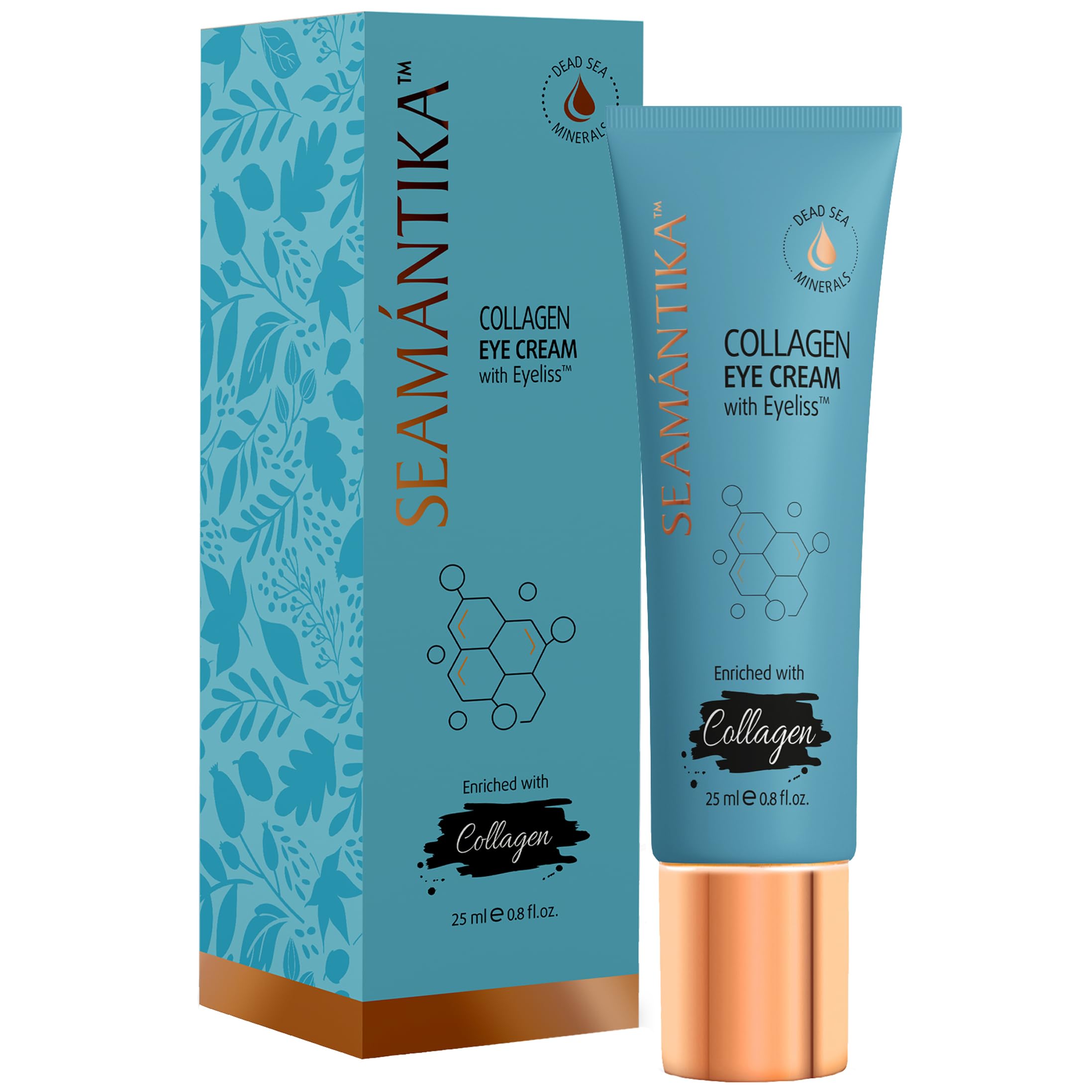 SEAMANTIKA Collagen Under Eye Cream for Puffiness and Bags 0.8 Fl Oz - Under Eye Firming Cream Tightening Lifting Sagging Skin, Anti-Aging, Puffiness & Wrinkle Reducer in 5-7 Minutes, Fragrance-Free