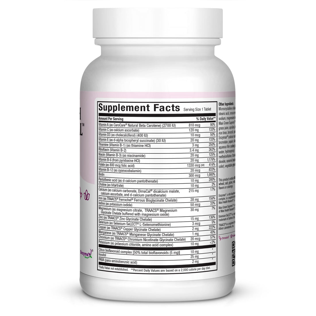 Maxi Health One Prenatal - Womens Prenatal Vitamins with Iron - Enhanced Absorption & Bioavailability - Daily Multivitamin for Women - Multi Vitamin & Mineral Supplement for Adults - 60 Capsules