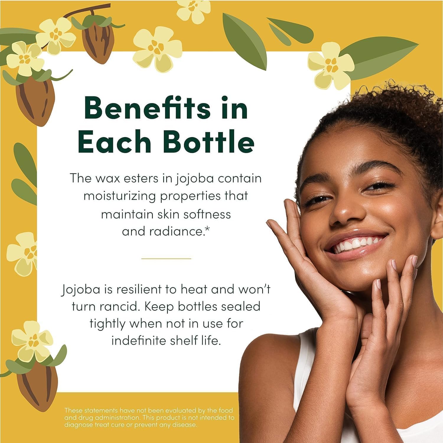 HobaCare 100% Pure, Unrefined Jojoba Oil for Skin & Nails - Moisturizing Body Oil & Face Moisturizer for Dry Skin - Natural Treatment for Hair & Beard Care (128 fl oz)