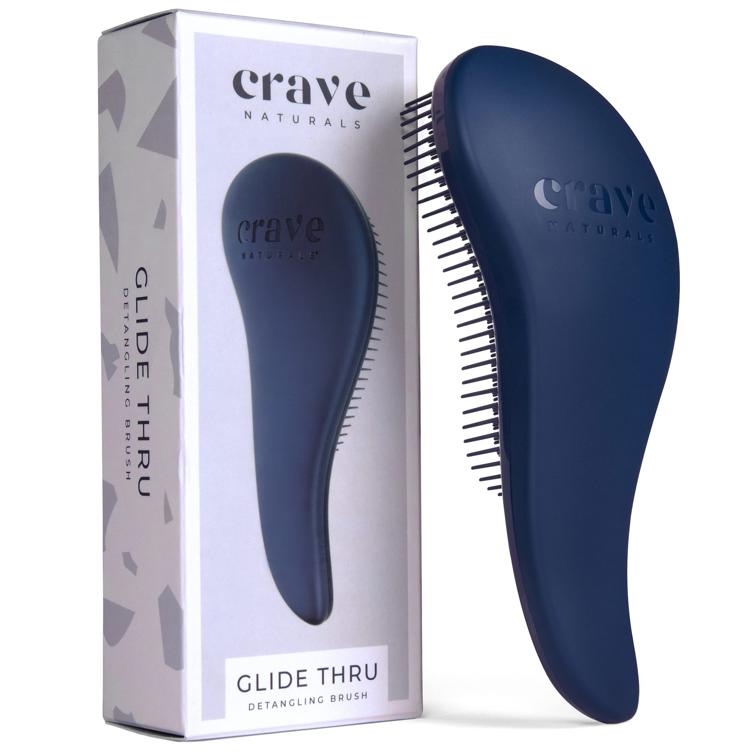 Crave Naturals Glide Thru Detangling Brush - Detangler Brush for Natural, Curly, Straight, Wet and Dry Hair for Adults and Kids - Hair Brush for Little Girls, Toddlers, Teens - 7.5 x 3 inches, Blue
