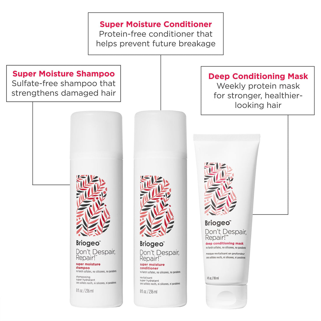 Don't Despair, Repair! Hair Repair Reset Minis Kit, Repairs Dry, Damaged or Color Treated Hair, Vegan, Phalate & Paraben-Free, Travel Kit