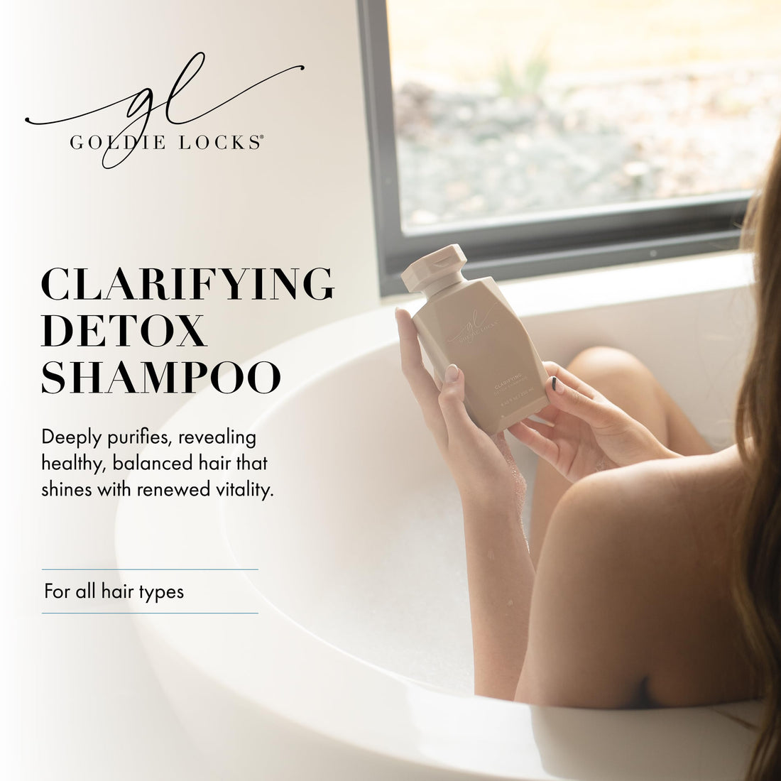 Goldie Locks Clarifying Detox Shampoo, Clarifying Hair Cleanser Safe for Extensions & Colored Hair, Removes Excess Buildup, Detoxifies Scalp & Strands, Deep Clean, Purifying, Oil Control, 8.4oz Bottle