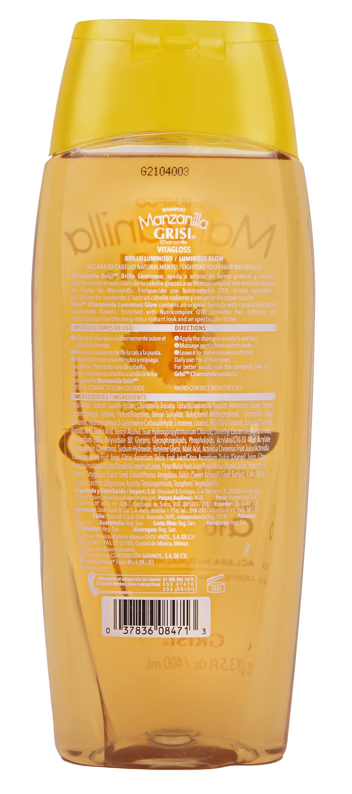 Manzanilla Grisi, Cleansing Shampoo with Chamomile Extract, 2 Pack, 13.5 FL Oz, Bottles