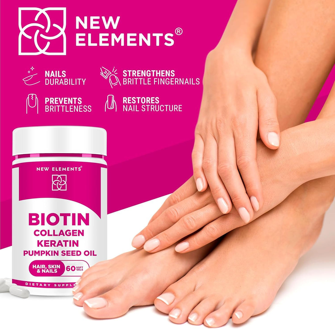 Biotin Supplement 10000mcg with Collagen Peptides Keratin and Pumpkin Seed Oil for Hair Skin and Nails | Hair Growth Supplement for Women & Men | Biotin and Collagen Supplements for Hair Loss