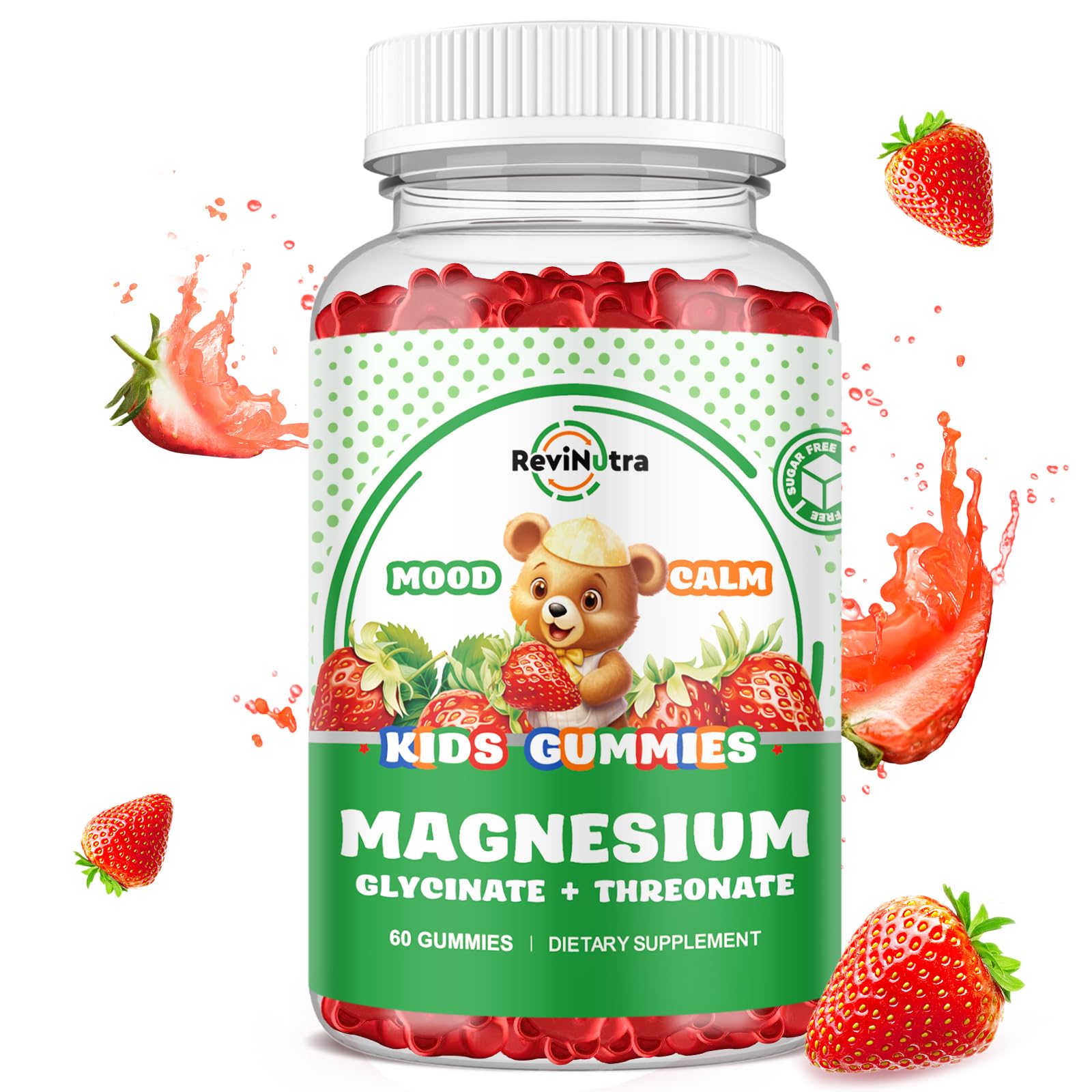 Magnesium Complex Gummies- Calm Chewable Gummies for Kids & Adults- Magnesium Glycinate, Threonate Supplement-w/Omega-3, Vitamin B6, D3- Support Calm Stress Relief, Bones, Mood Vegan, 60 Gummies