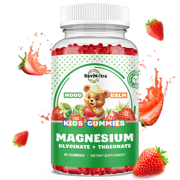 Magnesium Complex Gummies- Calm Chewable Gummies for Kids & Adults- Magnesium Glycinate, Threonate Supplement-w/Omega-3, Vitamin B6, D3- Support Calm Stress Relief, Bones, Mood Vegan, 60 Gummies