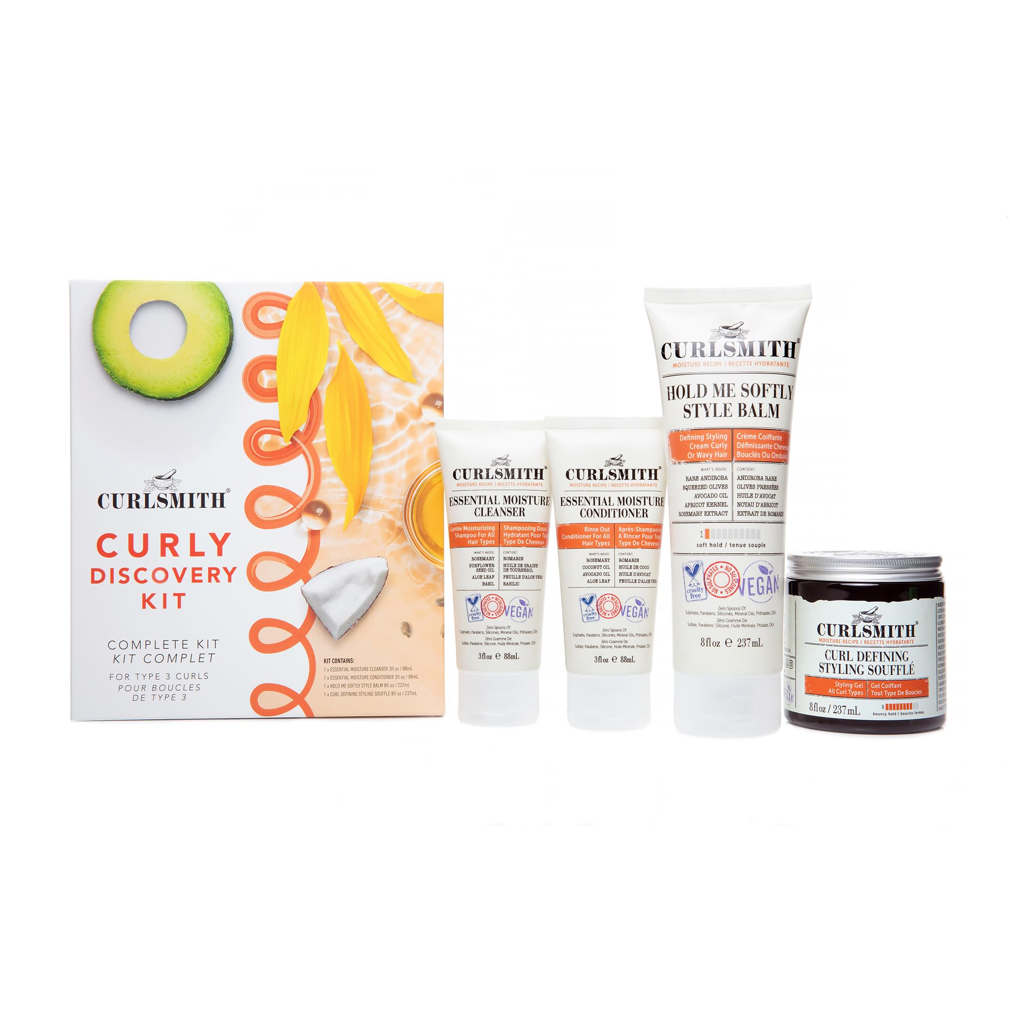 Curlsmith - Curly Wash Day Discovery Kit | Complete Wash Day Kit, Perfect for People with Type 3 Curls | Cleanse, Control Frizz, Nourish & Hydrate Hair for Bouncy Curls