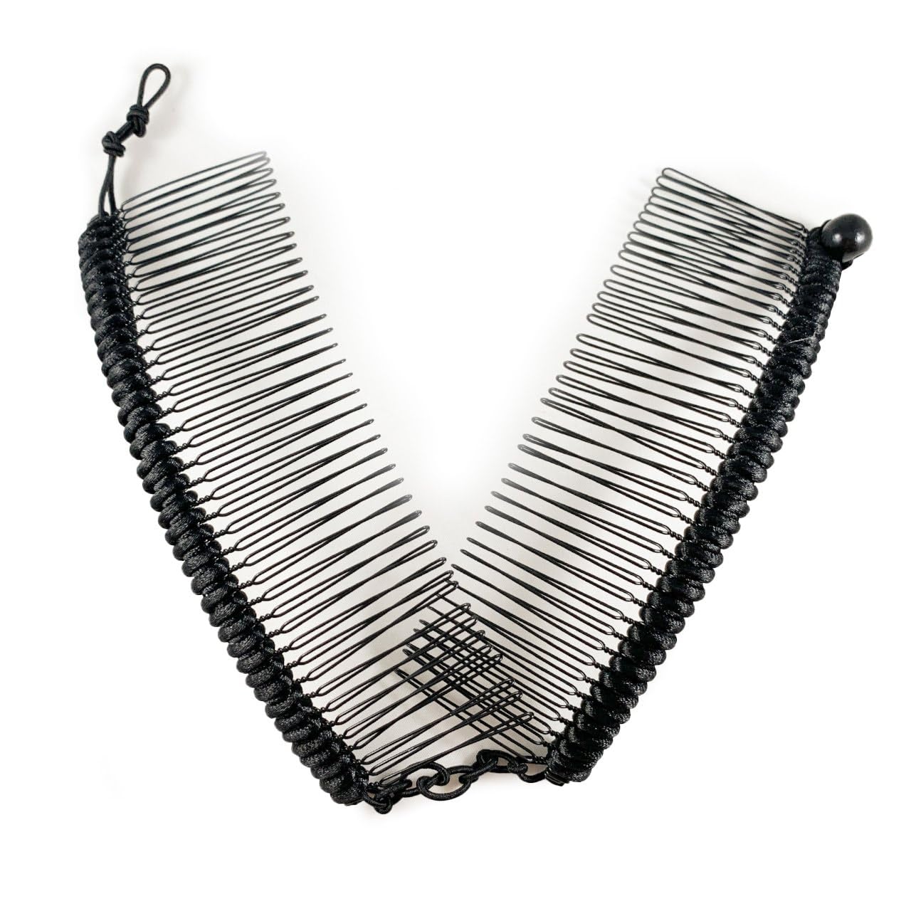 HairZing Cord S-T-R-E-T-C-H Banana Comb, Hair Accessory that is perfect for an Easy Ponytail, UpDo or Faux Hawk, Black, Large
