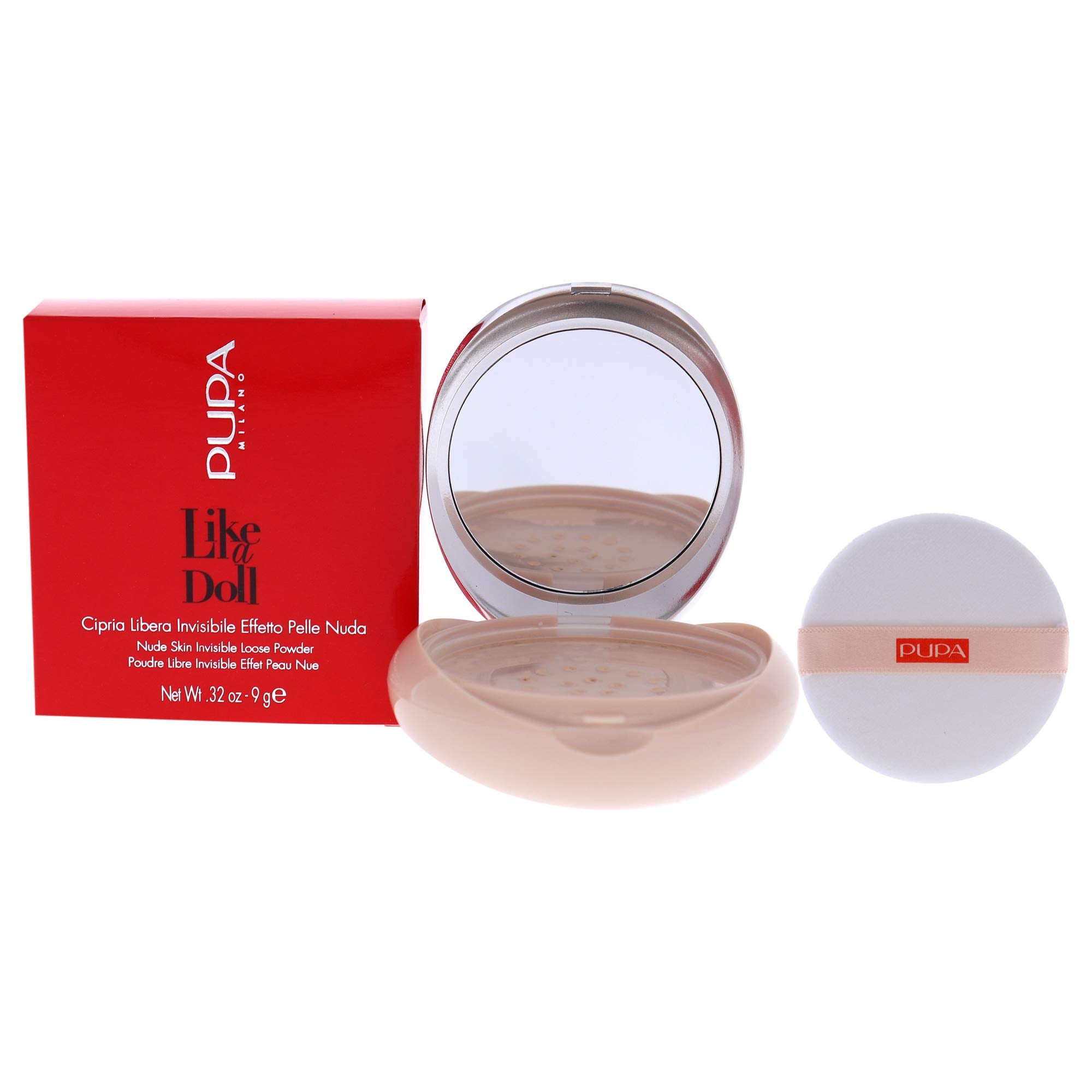 PUPA Milano Like A Doll Invisible Loose Powder - For a Radiant and Natural Look - Smooths Skin and Minimizes Blemishes - Perfectly Blends with Skin - 001 Light Beige - 0.32 Oz (I0111820)