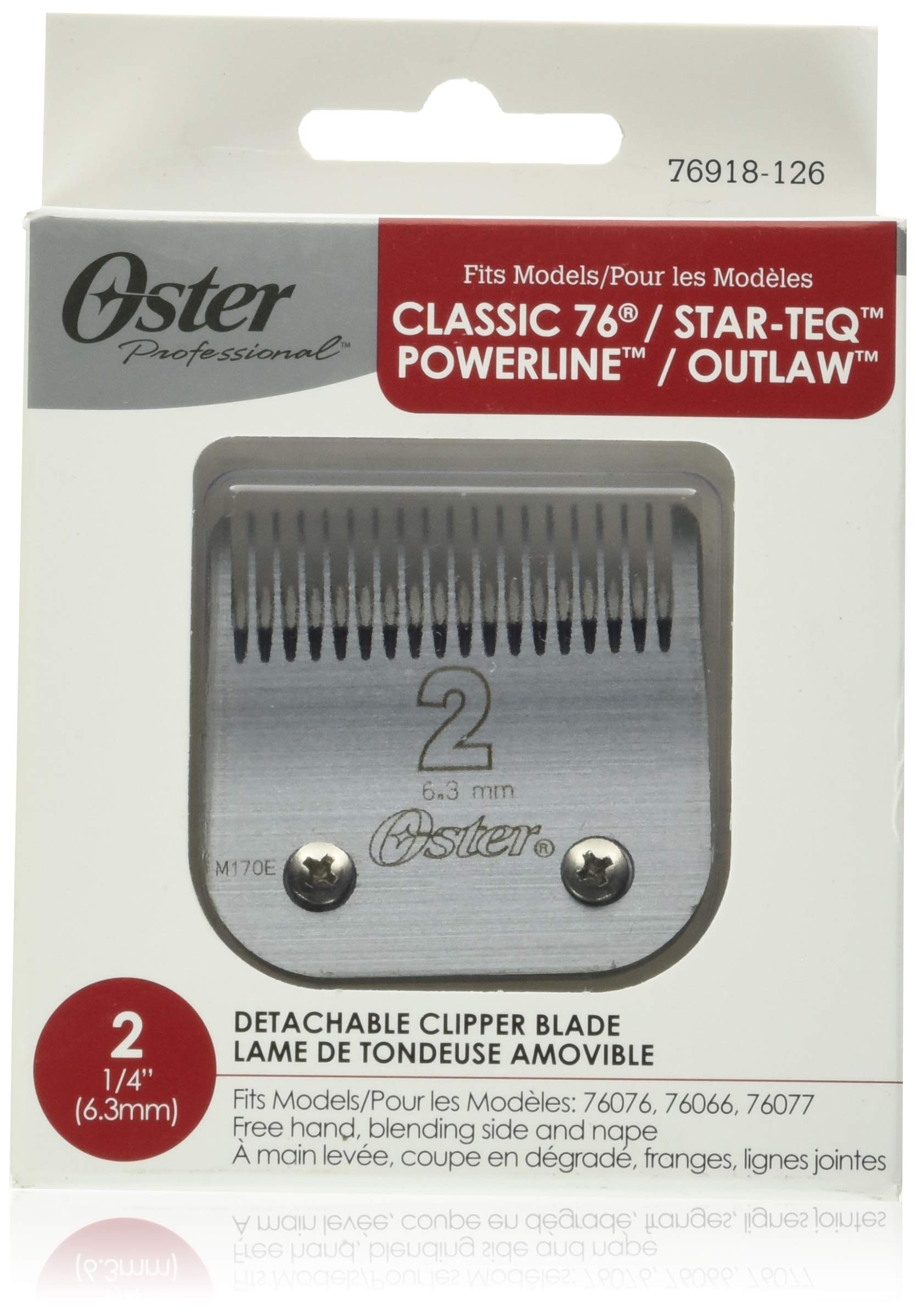 Oster Professional 76918-126 Replacement Blade, Classic 76/Star-Teq/Power-Teq Clippers, Size #2, 1/4 (6.3mm)