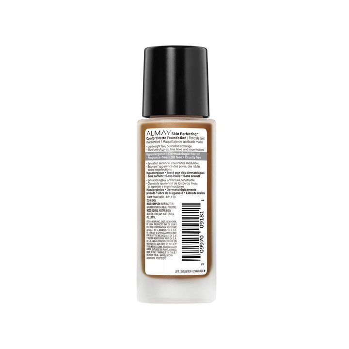 Almay Skin Perfecting Comfort Matte Foundation, Hypoallergenic, Cruelty Free, -Fragrance Free, Dermatologist Tested Liquid Makeup, Warm Almond