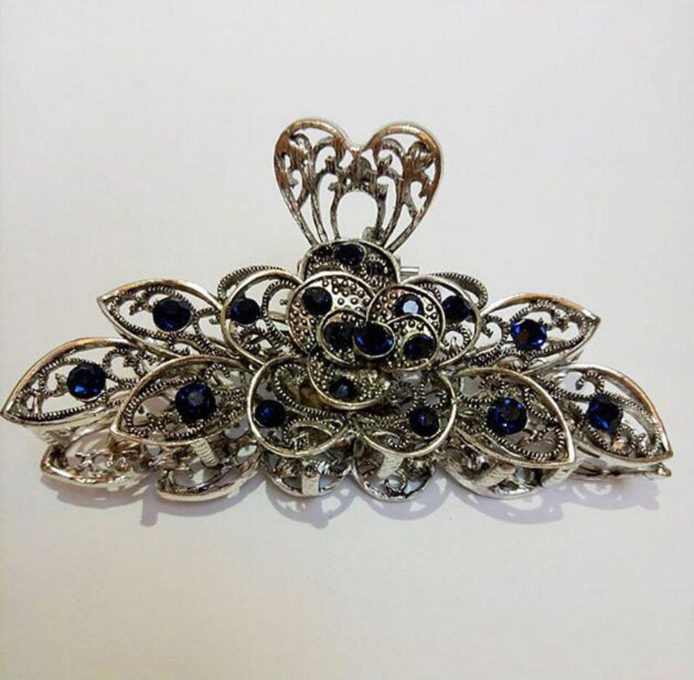 Suoirblss Women Fashion Retro Metal Alloy Rhinestone Large Size Fancy Hair Claw Jaw Clips PinsÃ‚ Ã‚ for Thick Hair (A#)