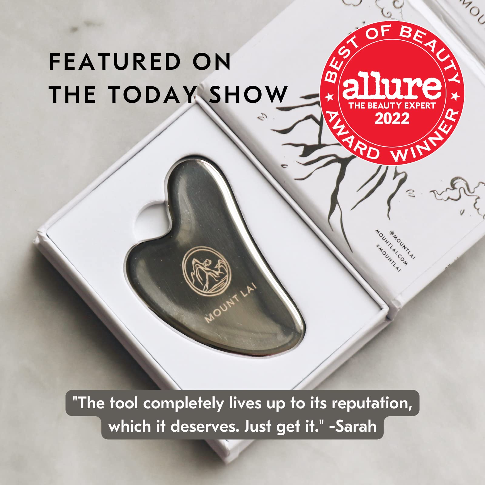 Mount Lai - The Stainless Steel Gua Sha Facial Lifting Tool | Cooling Gua Sha to Sculpt Facial Features + Release Tension