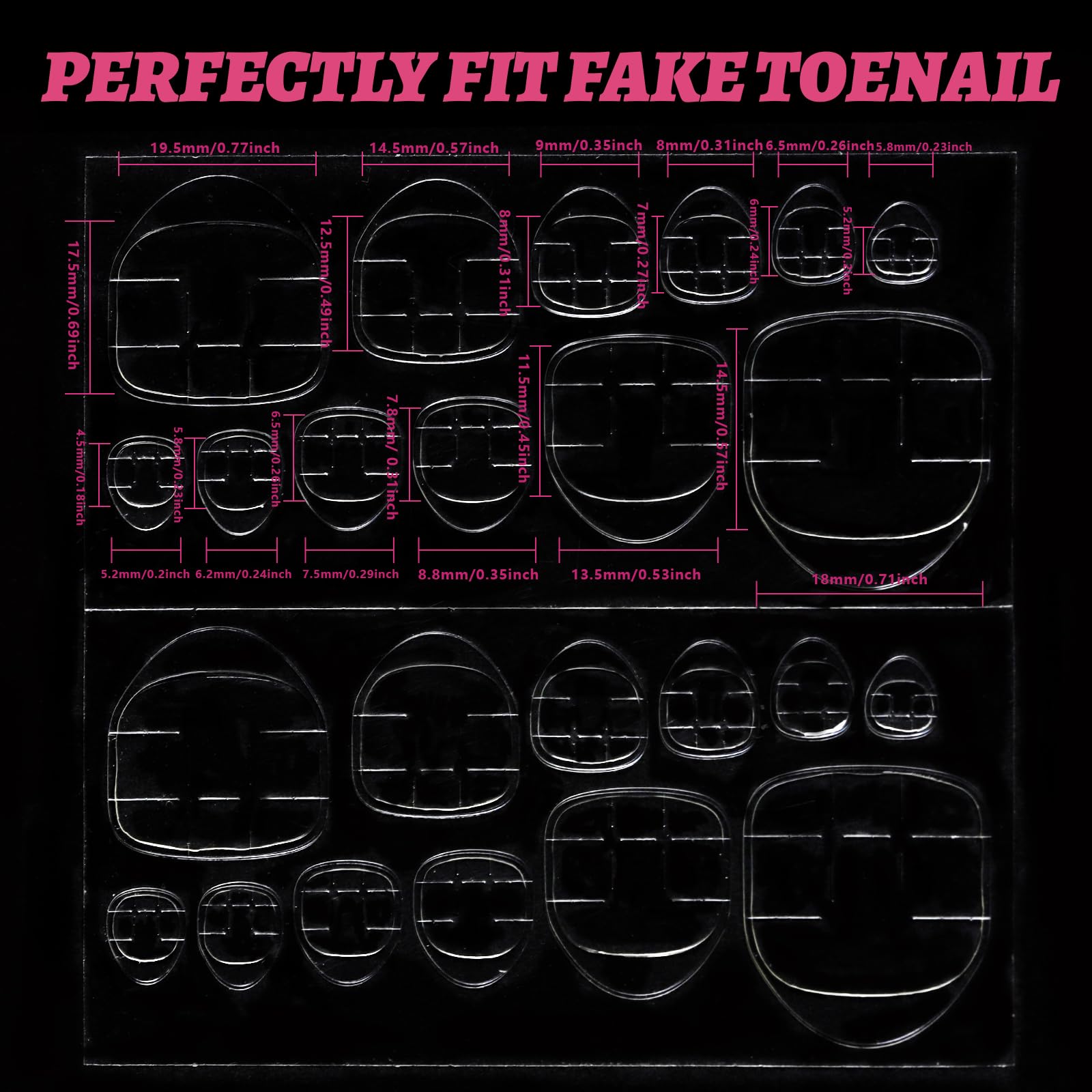 Teenitor 144pcs Press on Toenails for Women, 6 Sets French Tip Toe Press on Nails, Toe Nail Tips Fake Toenails, Fake Toe Nails Glue on Toe Nails Press on