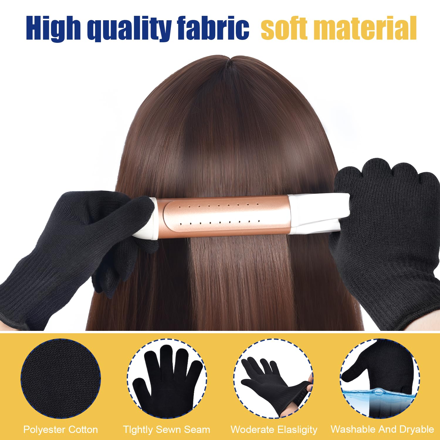 IKOCO Heat Proof Medium Glove Mitts for Hair Styling - 2Pcs for Flat Iron, Curling Wand, and Hot-Air Brushes