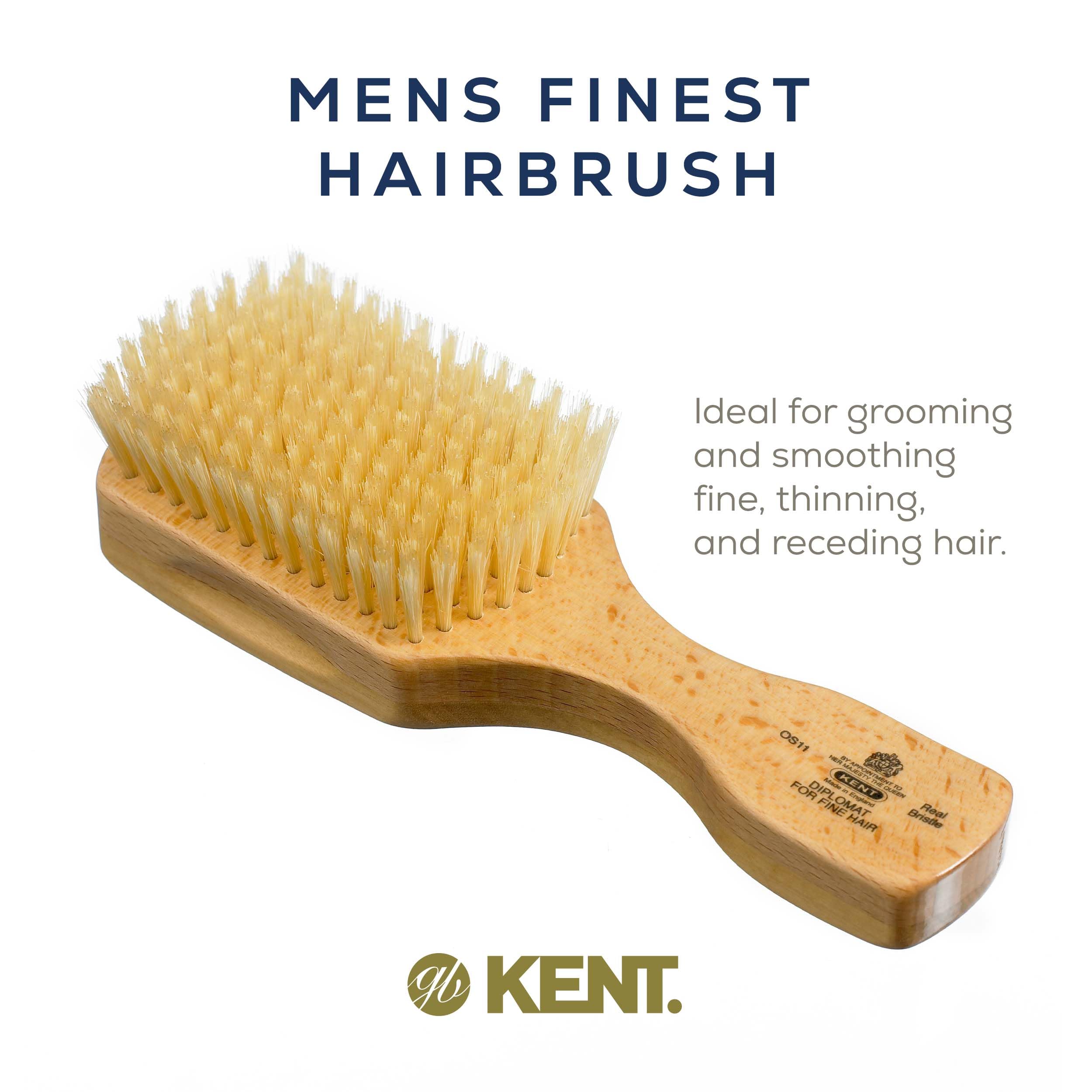 Kent OS11 Rectangular Satinwood White Pure Bristle Club Brush
