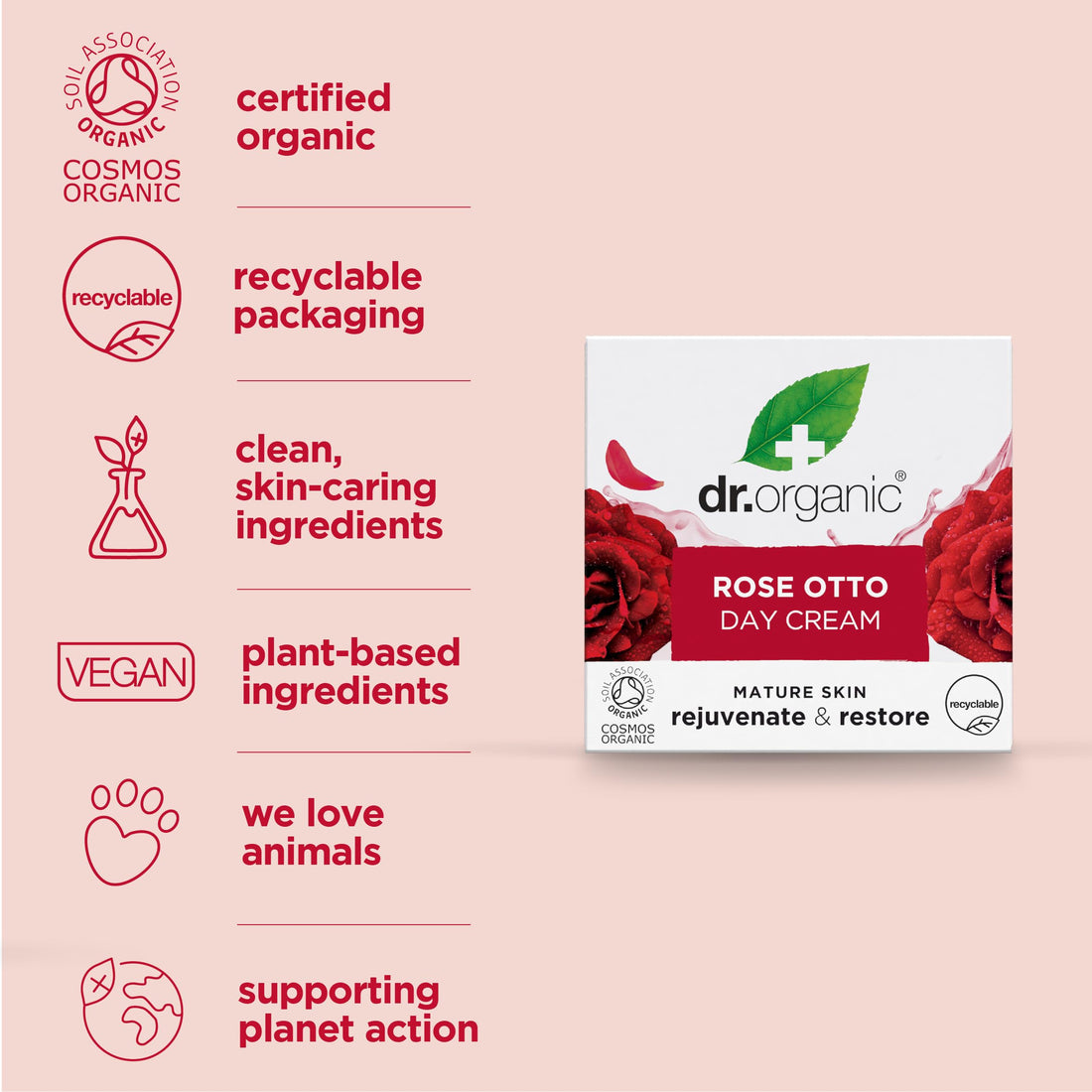 Organic Doctor Rose Otto Day Cream, 1.7 Fluid Ounce