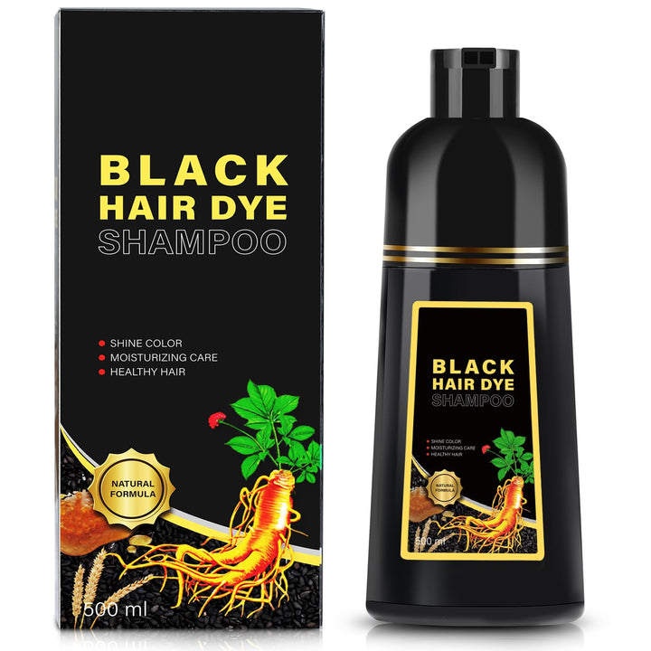 Black Hair Dye Shampoo 3 in 1, Herbal Shampoo Hair Dye for Women Men, Grey Coverage Shampoo 16.9fl oz