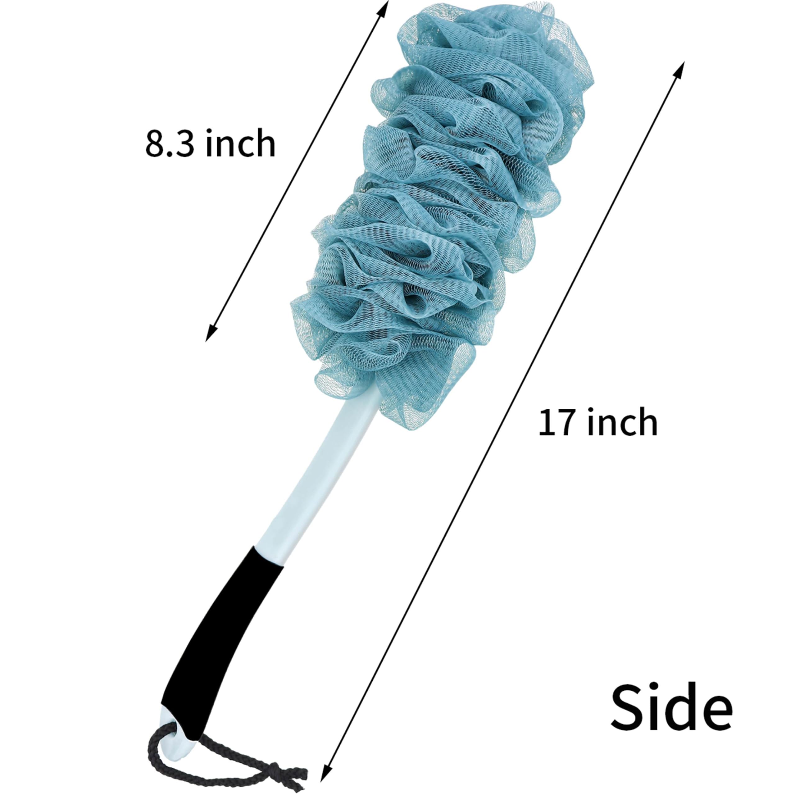 Back Scrubber for Shower, Loofah Long Handle Bath Body Brush, Soft Nylon Mesh Sponge On a Stick for Shower Men Women Kids Elderly, Exfoliating Scrub Cleaning Luffa for All Kinds of Skin (Blue)