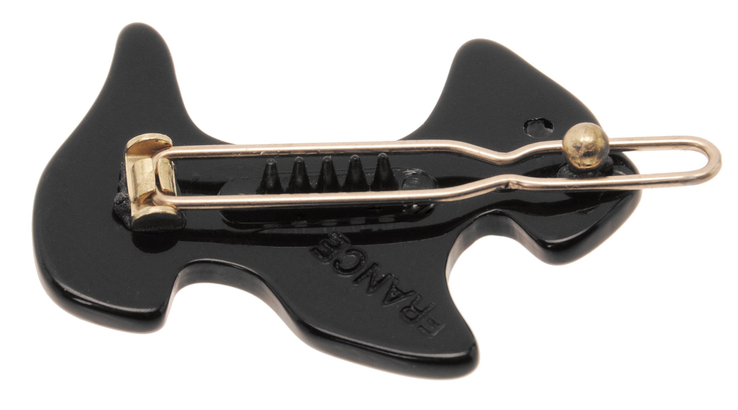 Black : France Luxe Mini Scotty Dog on Tige Boule Barrette - Black