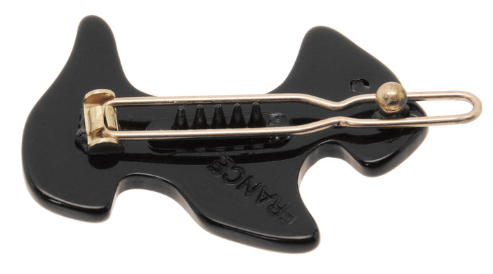 Black : France Luxe Mini Scotty Dog on Tige Boule Barrette - Black