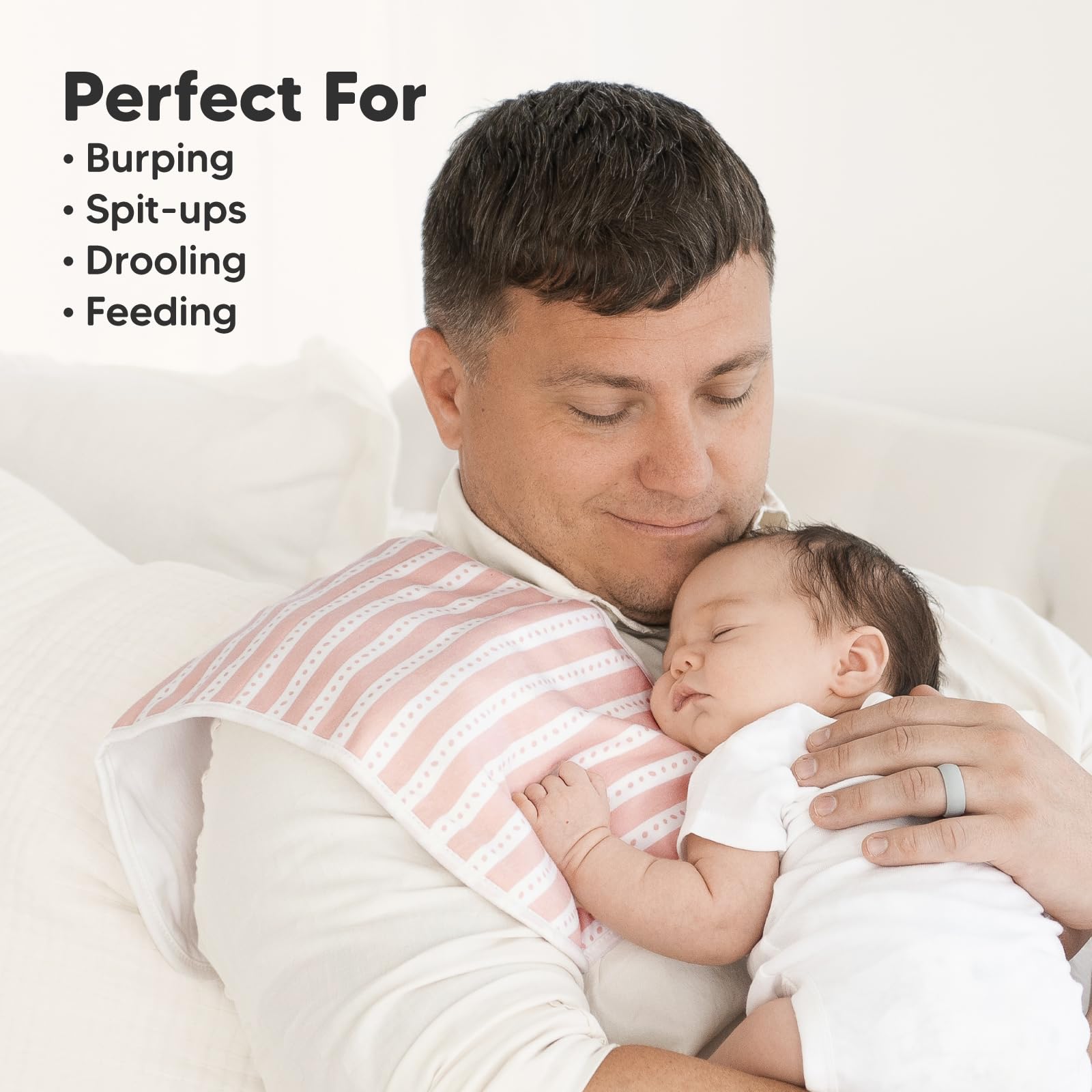 Organic Burp Cloths Baby Boy & Girl - 5-Pack Super Absorbent Cotton Burping Cloths for Babies, Soft & Plush Newborn Spit Up Rags, Infant Towels for Milk Spit Up, Unisex, Large 21 x 10 (Sweet Charm)