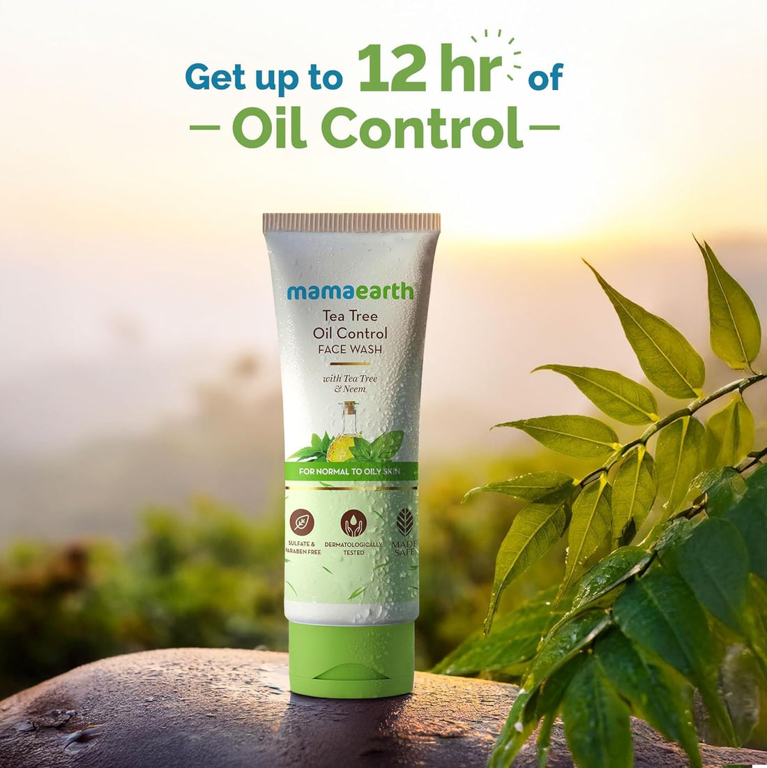 Mamaearth Tea Tree Face Wash with Neem | Helps Control Acne & Pimple & Removes Excess Oil | Non-Drying Facial Cleanser for All Skin Types | 3.38 Fl Oz (100ml)