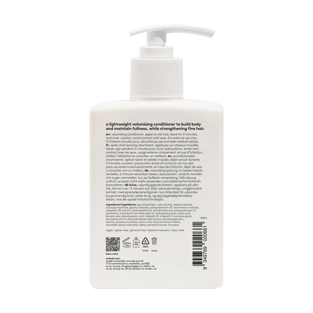 EVO Bride of Gluttony Volumizing Conditioner - Protects Hair Color - Reduces Frizz and Tones Hair Color - 300ml / 10.1fl.oz