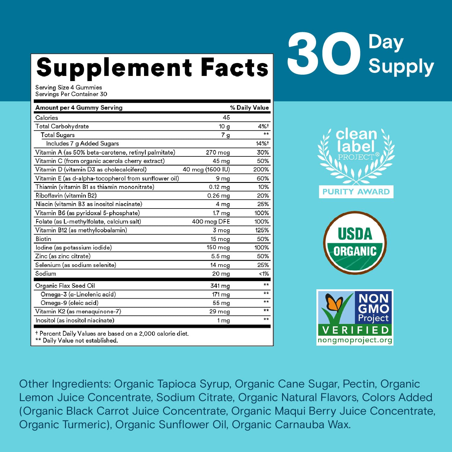 SmartyPants Multivitamin for Men, Organic Gummies: Methylfolate, Omega 3 (ALA), Vitamin D3, C, Vitamin B12, B6, A, K & Zinc for Immune Support, Biotin, Vegetarian, 120 Gummies (30 Day Supply)