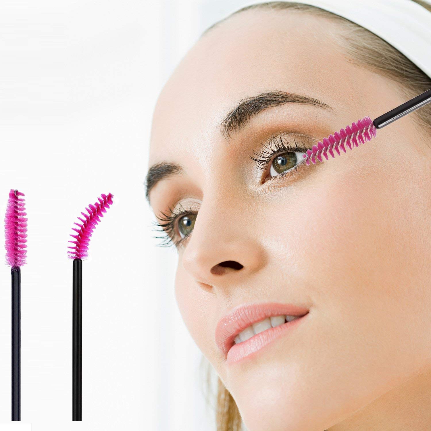 Voncasen 3X100 Packs- Lint Free Lash Extension Eye Gel Patches& Glue Rings Holder Eyelash Extension Rings& Eyelash Mascara Brushes Wands